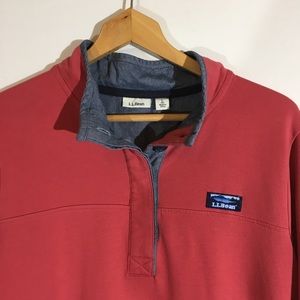 L.L.Bean 1/4 Button Coral Pullover Large
